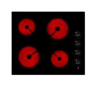 Willow 60cm Ceramic Hob Hardwired with 4 Cooking Zones Rotary Dials in Black Willow Black