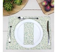 Willow Bough Linen Cream Sage Green Floral Print Country Fabric Placemat Set of 4 / Individual (4)