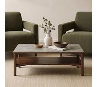 Willow Coffee Table - Tobacco Walnut and Beige - Wood and Marble Effect
