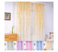 Willow Curtains,Weeping Willow Curtains,Weeping Willow Sheer Curtains,Weeping Willow Tree Window Curtains,Aesthetic Vine Curtains,Willow Leaf Wicker Curtains for Living Room (Yellow, 100*200cm)