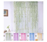 Willow Curtains,Weeping Willow Curtains,Weeping Willow Sheer Curtains,Weeping Willow Tree Window Curtains,Aesthetic Vine Curtains,Willow Leaf Wicker Curtains for Living Room (Green, 100*270cm)