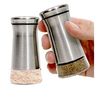 Willow & Everett Salt & Pepper Shaker - Set of Two Premium Stainless Steel Shakers w/Adjustable Pour Holes - Dispensers w/Lids for Spices, Sea & Kosher Salts