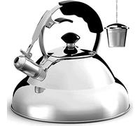 Willow & Everett Whistling Kettle - 3 Litre Stovetop Kettles w/Mirror Finish - Camping Kettle with Infuser for Induction & Gas Stove - Camping Accessories & House Warming Gifts