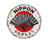 Willow Fan Nippon Tree Branch Aged Metal Tin Sign