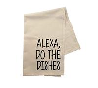 Willow Gifts Alexa, Do The Dishes Tea Towel - Kitchen Cloth Drying Home Present Gift House (Natural)