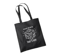 Willow Gifts Because I'm the DM That's Why Tote Bag - Funny Dungeons & Dragons D&D Fantasy Role Play Game Dungeon Master Womens Unisex Fashion Cotton Carrier Shopper (Black)
