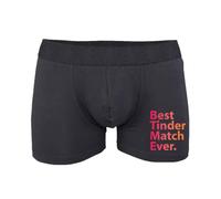 Willow Gifts Best Match Ever Mens Black Boxers Valentine Boyfriend Husband Spouse Swipe Right App Dating Site Couple Partner Love Cute Hot Sexy Date Night Gift Present (Medium, Black)