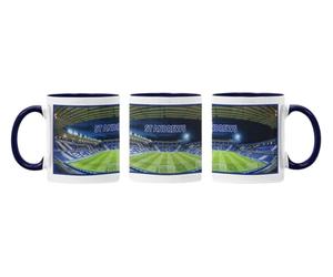 Willow Gifts Birmingham City FC St. Andrew's Stadium Mug 11oz Ceramic Football Ground Coffee Cup Two-Tone Cobalt Handle Memorabilia Gift for Blues Fans Footie Lovers Sports Collector