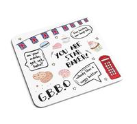 Willow Gifts - British Great Baker Collection Coaster - Bunting Cake Cupcake Baker Telephone Box Star Funny Fun English Summer Tent TV Show Gift Present (White)