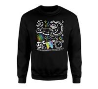 Willow Gifts - Britpop Pop Music Rainbow Doodle Jumper Featuring Cold Band Inspired Design with Chris Jonny Guy Will Tour - Ideal for Music Fans & Concert Lovers Black, Small