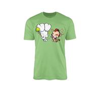 Willow Gifts Bunny Vs Monkey T-Shirt Top Tee Funny Cartoon Children Kid Book Story Comic Peaceful Night Time Picnic Robot Rocket Custard Balloon Dragon Gift Present (Lime, Small)