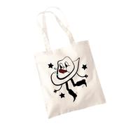 Willow Gifts Cowboy Hat Tote Bag - Line Dancing Retro Cartoon Doodle Tap Dancing Western Style Funny Classic Dancing Vintage Cute Aesthetic Dancing Fan Gift Present (Natural)