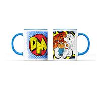 Willow Gifts Danger Mouse Mug - Superhero TV Show Kids Cartoon Classic Comic Funny Joke Super Ceramic Handle Idea Heavy Duty Handle Dishwasher and Microwave Safe (Blue Handle)
