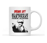 Willow Gifts Drink Up Mug Tea Coffee Cup Period Birmingham Shelby Family Crime Criminal Drama Gang Gangster Irish TV Show Series World War Newsboy Flat Cap Gift Present (White)