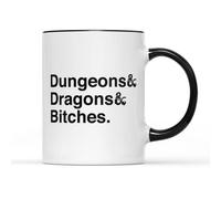 Willow Gifts Dungeons & Dragons & B*tches Black Handle Gift Mug | Birthday or Christmas Gift 11oz Ceramic Tea Coffee Cup