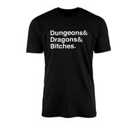 Willow Gifts - Dungeons & Dragons & B*tches T-Shirt Top Tee - Funny Dungeons & Dragons D&D Fantasy Role Play Game Dungeon Master Womens Unisex Fashion Clothing Clothes Gift