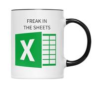 Willow Gifts Freak in The Sheets Black Handle - Joke Pun Humour Gift Mug | Birthday or Christmas Gift 11oz Ceramic Tea Coffee Cup