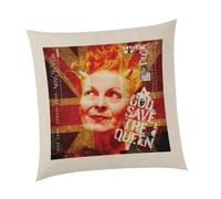 Willow Gifts God Save The Queen Natural Cushion - RIP Viv Westwood English Fashion Designer Modern Punk Rock Quote Destroy Word Conformity Memorabilia Home Decor Gift Present (Cushion Cover)