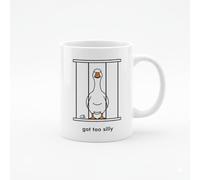 Willow Gifts Got Too Silly Goose Mug - Funny Novelty Meme Gift Friends - Sarcastic Internet Humour Animal Cartoon Cup for Office Work Colleague - 11oz Ceramic Tea Coffee Present (White Handle)