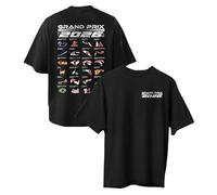Willow Gifts Grand Prix 2026 T-Shirt - Motor Racing Circuits Calendar Back Print - Car Racing Graphic Tee for Motorsport Fans Black