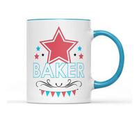 Willow Gifts Great British Baker Mug Tea Coffee Cup - Novelty Star Contestant Family Cooking Baking TV Show Chef Cook Bake Cake Paul Prue Funny Kitchen Decor Gift Present (Blue Handle)