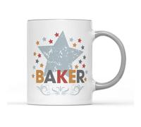 Willow Gifts Grey Star British Baker Mug Tea Coffee Cup - Novelty Star Contestant Family Cooking Baking TV Show Chef Cook Bake Cake Paul Kitchen Decor Gift Present (Grey Handle)