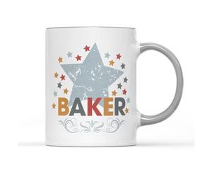 Willow Gifts Grey Star British Baker Mug Tea Coffee Cup - Novelty Star Contestant Family Cooking Baking TV Show Chef Cook Bake Cake Paul Kitchen Decor Gift Present (Grey Handle)