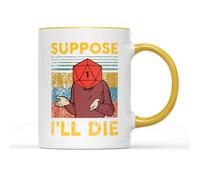 Willow Gifts Guess I'll Die Mug Tea Coffee Cup - Funny Dungeons & Dragons D&D Fantasy Role Play Game Dungeon Master Gift Present Home Kitchen Decor (Yellow Handle)