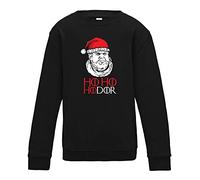 Willow Gifts - Ho Ho Hodor Jumper -TV Show Inspired Funny Men's Clothing Festive 80% Polyester 20% Cotton Ribbed Collar Cuff and Hem Comfort Assured (Black, 2XL)