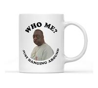 Willow Gifts Just Hanging Around Mug Tea Coffee Cup - Beetlejuice What are You Doing? Meme Funny Fun Joke Pun Viral Gift Present (White Handle)