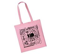Willow Gifts K-Pop Girl Group Song Word Cloud Canvas Tote Bag, Pink Graphic Korean Music Fan Gift, Natural Aesthetic Reusable Shopping Shoulder Bag for Teens and Pop Culture Lovers (Light Pink)