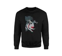 Willow Gifts Killer Clown Face Sweatshirt -Horror Movie Chapter Novel Inspired Men's Gift Top 80% Polyester 20% Cotton Ribbed Collar Cuff and Hem Comfort Assured (Black, Large)