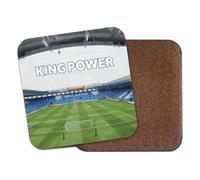 Willow Gifts Leicester City King Power Stadium Cork-Backed Drinks Coaster, Black, Round, 9 x 9 cm, Football Ground Memorabilia for Foxes Fans
