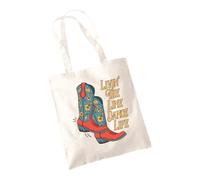 Willow Gifts Livin The Line Dance Life Tote Bag - Line Dancing Retro Tap Dancing Western Style Classic Dancing Vintage Cute Aesthetic Dancing Fan Gift Present (Natural)