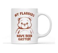 Willow Gifts My Flabbers Have Been Gasted! Coffee Tea Mug - Cute Bear Apparel Funny Statement Tee Text Doodle Humour Bike Comfortable Teddy Bear Flabbers Present Gift (White Handle)
