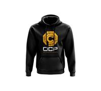 Willow Gifts - OCP Robot Hoodie Sci-Fi Classic Movie Police Officer Crime Cyborg Present Ideas Twin Needle Stitch Detailing 80% Ringspun Cotton 20% Polyester Kangaroo Pouch Pocket
