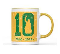 Willow Gifts - Pelé Yellow Handle - RIP Mourning Brazilian Gift Mug | Birthday or Christmas Gift 11oz Ceramic Tea Coffee Cup