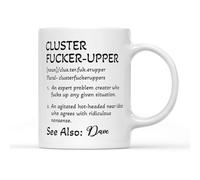 Willow Gifts Personalised Definition Cluster F*cker-Upper Coffee Tea Mug - Funny Joke Dictionary Humour Customised Rude Present Gift (White Handle)
