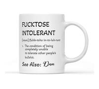 Willow Gifts Personalised Fucktose Intolerant Coffee Tea Mug - Funny Definition Humour Drinkware Joke Dictionary Present Gift (White Handle)
