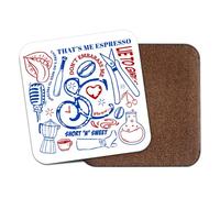 Willow Gifts Sabrina Inspired Carpenter Music Red and Blue Doodle Coaster - Ceramic Coaster with Cork Base - Stylish Decor for Desks, Coffee Tables - Gift for Music Fans