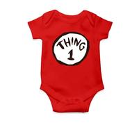 Willow Gifts - Thing 1 Thing 2 Babygrow Romper Novelty World Book Day Library Cartoon Human-Like Twins One Two Cute Mischief Reckless Cheeky Naughty Box Gifts Presents (Red, 6-12 Months)