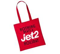 Willow Gifts Travel Holiday Quote Canvas Tote Bag: Nothing Beats a Vacation Fun Reusable Black Shoulder Bag, Travel Enthusiast Gift, Plane Trip Accessory for Carry-On Essentials (Red)