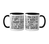 Willow Gifts Yorkshire Sayings Mug - Funny Yorkshire County Present Gift Ideas Tea Coffee Novelty Heavy Duty Handle Dino Coated DishwasherMicrowave Safe Present Gift (Black Handle)