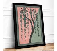 Willow in Two Tones Art Deco Framed Wall Art Print A4 (29.7×21cm) Black, Wall Decor for Living Room, Bedroom, Office & Home, Ready to Hang, Art Gift
