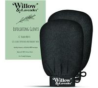 Willow & Lavender Exfoliating Mitts, Korean Skincare, Body Scrub Gloves, Dead Skin And Fake Tan Remover, Peel Mitt, Ingrown Hair Treatment, Gifts For Men And Women, Cheap Gifts (Black) Qty: X2