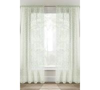 Willow Leaf Print Linen-Look Voile Panel - Pair Tyrone Textiles Green 140cm width x 229cm drop