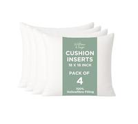 Willow & Sage Cushion Inserts 45cm x 45cm (18"x18") - Hypoallergenic Hollow Fibre Cushion Pads with Polypropylene Covers - White Square Pillow Stuffers for Sofa & Bedroom (Pack of 4)