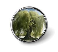 Willow Tree Button Pin 1 Inch, Personalized Metal Lapel Pins, Lightweight Round Brooch Pin, Elegant Button Badges, Funny Enamel Pins for Shirts Jackets Bags & Gift