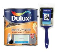 Willow Tree Dulux Easycare Matt Emulsion Paint 2.5L + 3" Emulsion Paint Brush - Washable & Stain Resistant, Durable Matt Finish, Quick Dry, Low Odour Interior Wall & Ceiling Paint