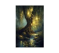 Willow Tree Fairies Poster Cottagecore Decor Dark Academia Art Enchanted Illustration Vintage Nature Wall Art Rustic Aesthetic